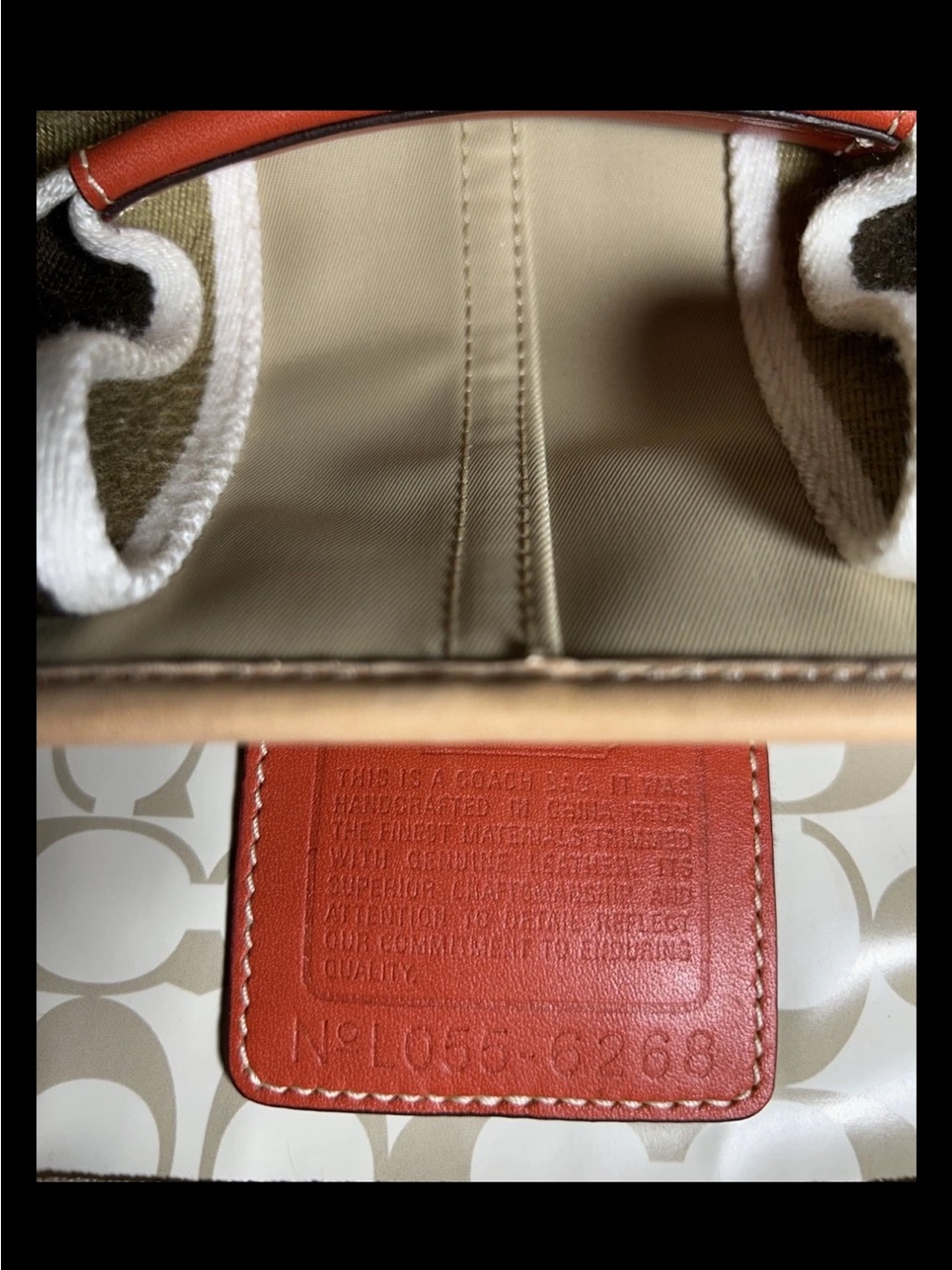 Coach Mini Hamptons Tote,Clutch,Wristlet Set-Khaki Nylon, Vermilion Leather 2005 - Picture 8 of 14